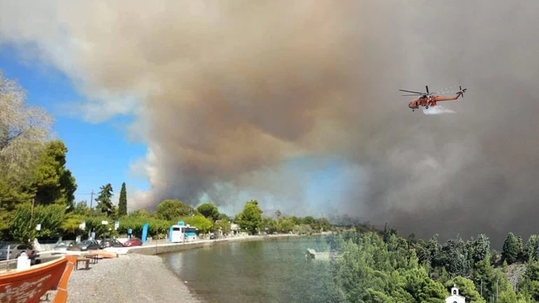 Εύβοια: Συνεχίζεται η μάχη με τις φλόγες-Καλύτερη εικόνα από την πυρκαγιά